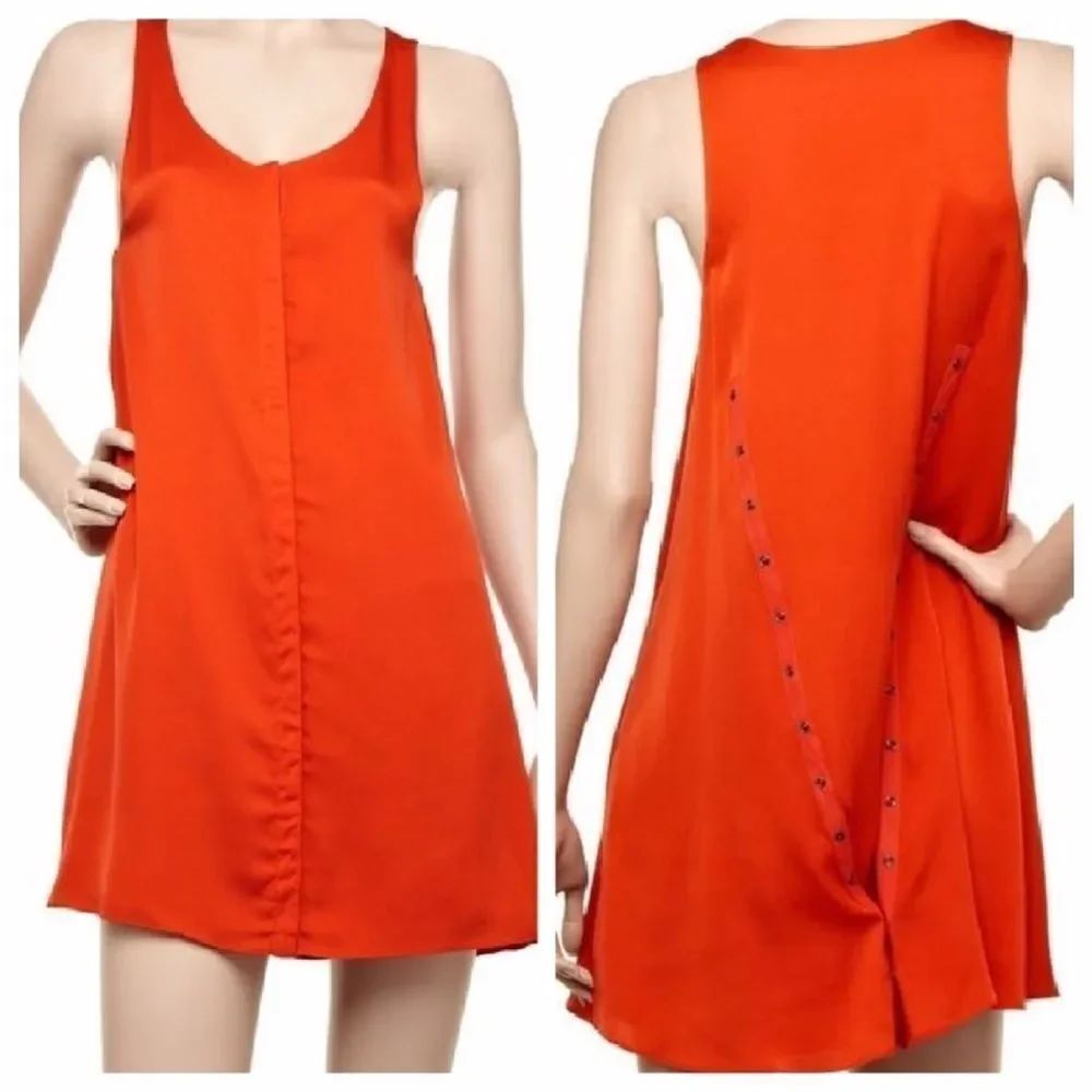 Alice + Olivia Leila Silk Blend Tank Dress with Snap Button Detail Size XS